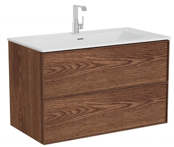 Vitra Metropole Edge Lavabo Dolabı 2 Çekmeceli Etajerli Lavabolu 100 cm Ceviz.